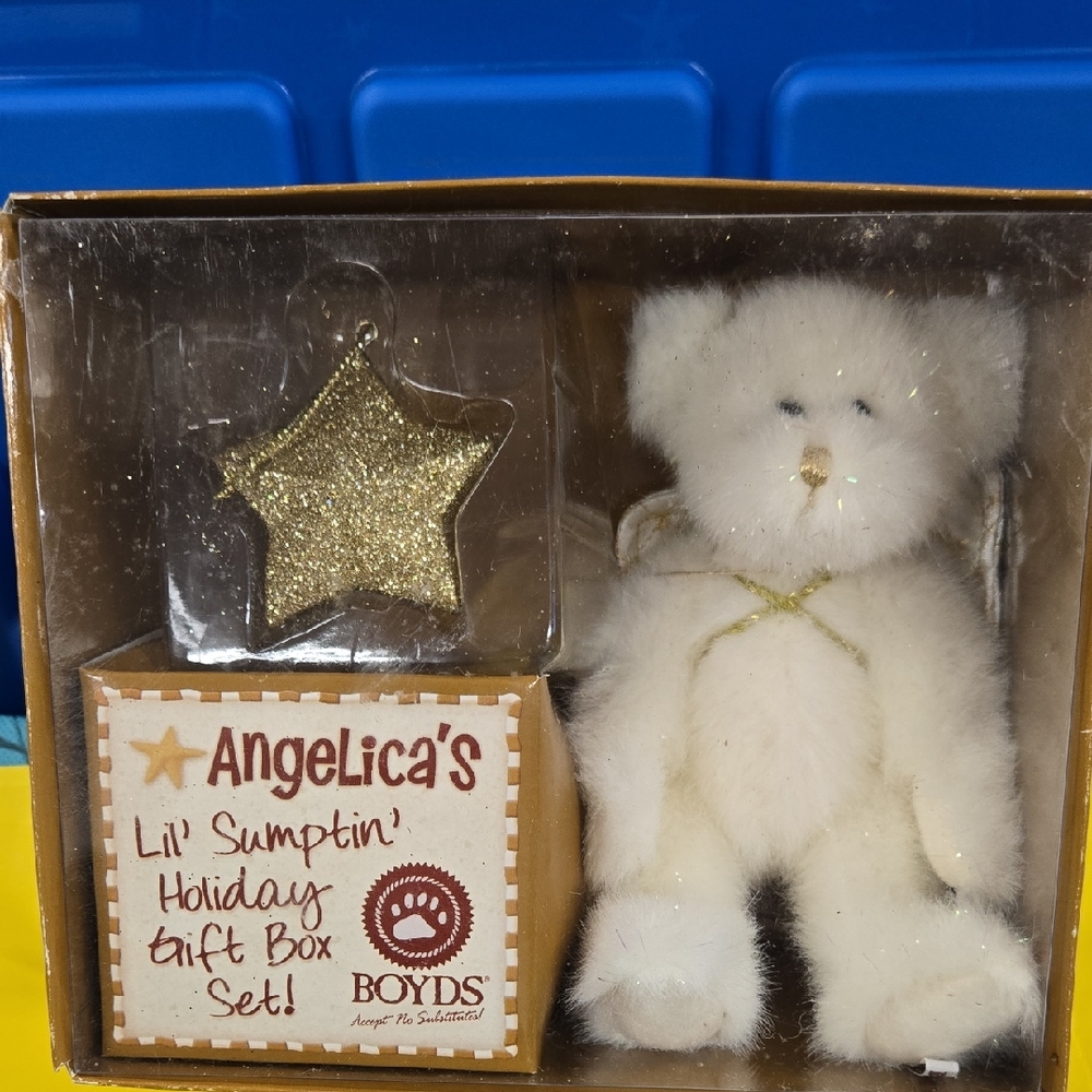 Boyds Bears White and Gold Holiday Gift Box 2006